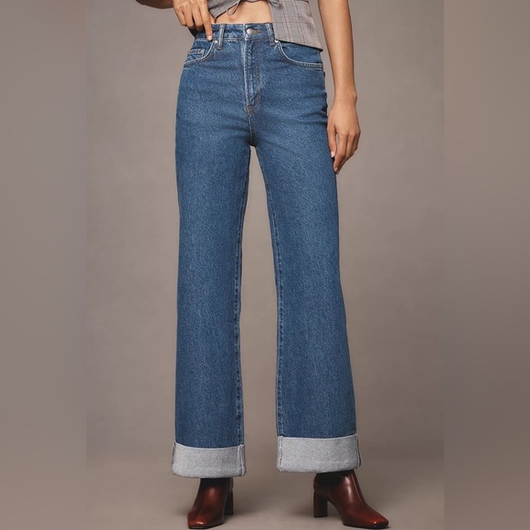 Anthropologie PILCRO The Austyn High-Rise Cuffed Wide Leg Jeans Size 28 - Picture 4 of 14